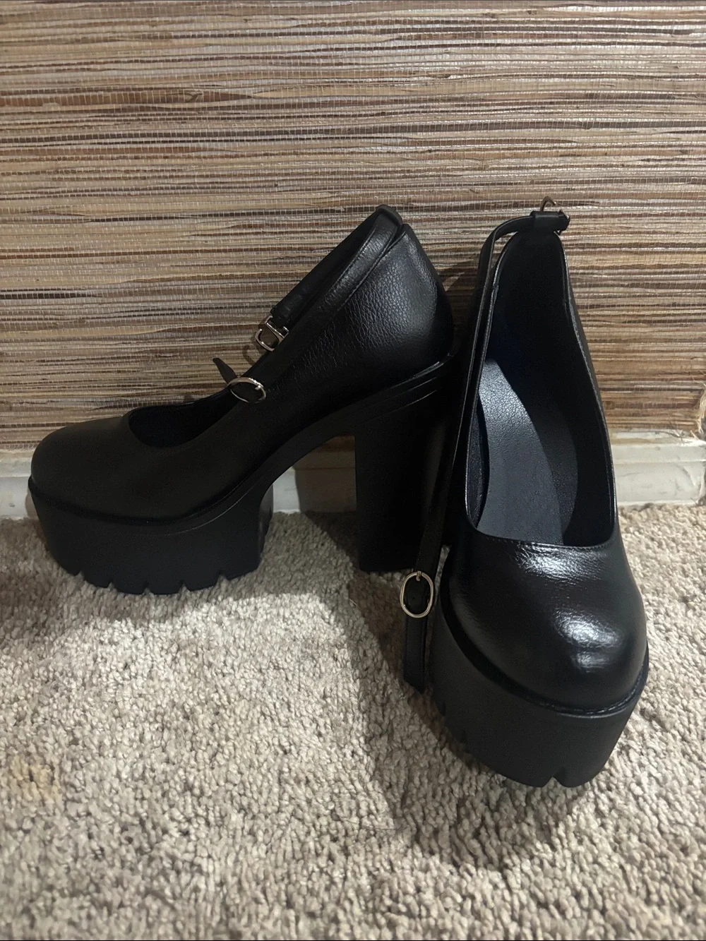 Black Chunky Platform Mary Jane Heels